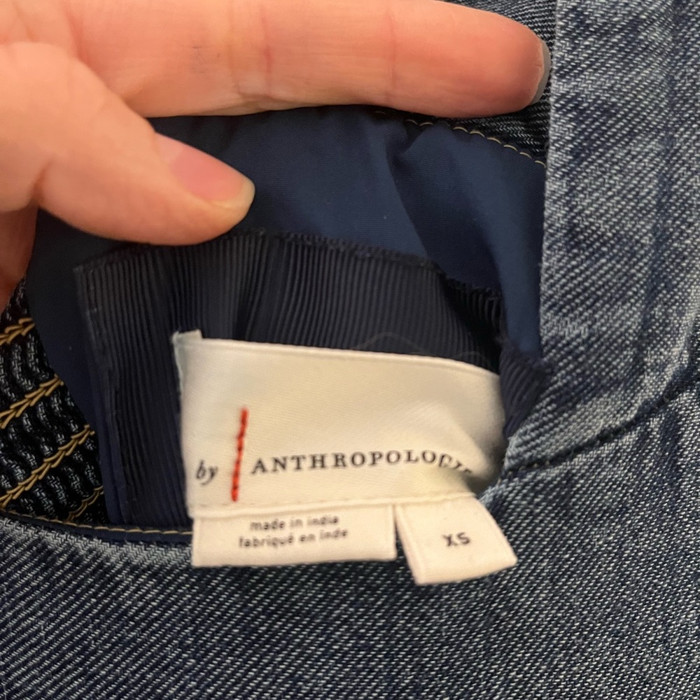 The Helena Square Neck Tiered Anthropologie Blue Denim Midi Dress - Picture 4 of 4